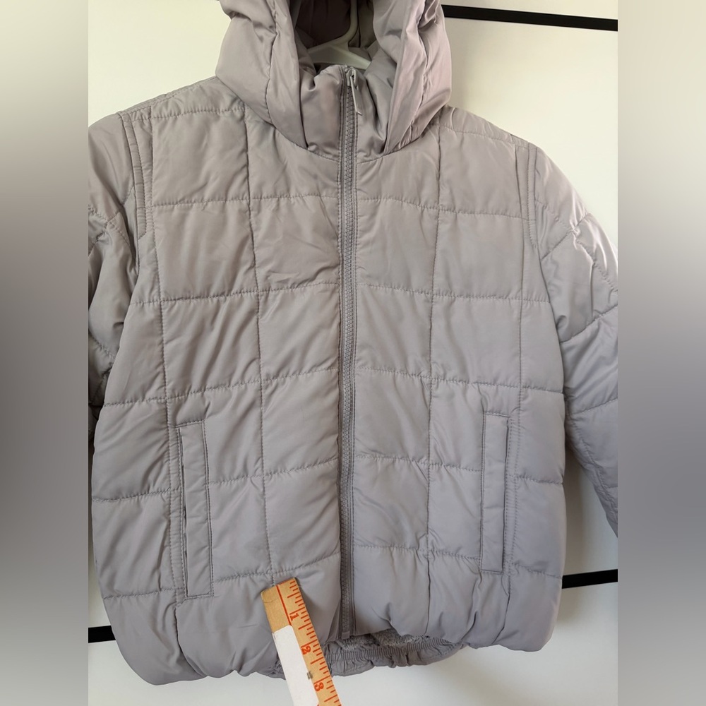 Abercrombie Kids Girls Puffer Jacket Size 7/8 Gray –Water-Resistant – Pre-Owned - Picture 13 of 16